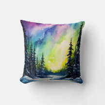 Waterverf Noorderlicht aurora borealis