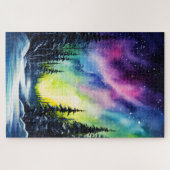 Waterverf Noorderlicht aurora borealis Legpuzzel (Horizontaal)