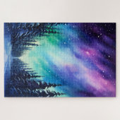 Waterverf noorderlicht aurora borealis legpuzzel (Horizontaal)
