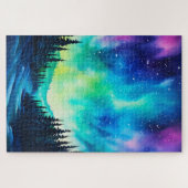 Waterverf noorderlicht aurora borealis legpuzzel (Horizontaal)