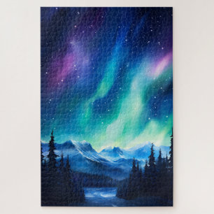 Waterverf Noorderlicht aurora borealis Legpuzzel