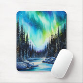 Waterverf noorderlicht aurora borealis muismat (Met muis)