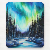 Waterverf noorderlicht aurora borealis muismat (Voorkant)