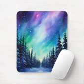 Waterverf noorderlicht aurora borealis muismat (Met muis)