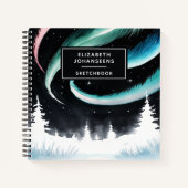 Waterverf noorderlicht zwart wit schetsboek notitieboek (Voorkant)