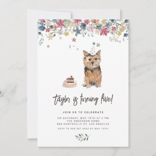  Waterverf Norfolk Terrier Dog Verjaardag Kaart (Voorkant)