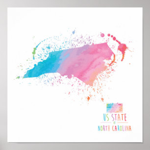 Waterverf   North Carolina Poster