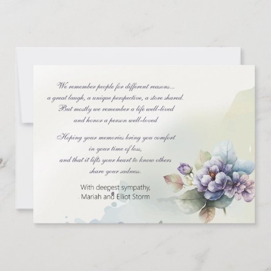 Waterverf Nosegay Condoleance Kaart (Voorkant)