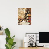 Waterverf Nostalgische Dessert Recepten Keuken Kun Poster (Thuiskantoor)