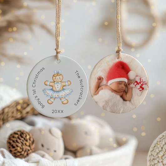 Waterverf notenkraker baby's 1e kerstfoto keramisch ornament