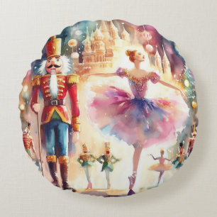 Waterverf Notenkraker Ballerina Kerst Dans Rond Kussen