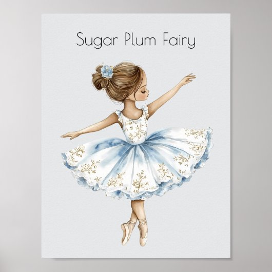 Waterverf Notenkraker Ballet Sugar Plum Fairy Poster (Voorkant)