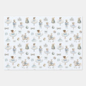 Waterverf Notenkraker Blue Pattern Christmas Inpakpapier Vel (Voorkant 2)