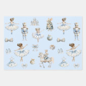 Waterverf Notenkraker Blue Pattern Christmas Inpakpapier Vel (Voorkant)