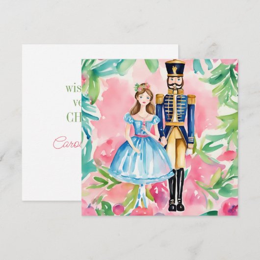 Waterverf Notenkraker en Clara Christmas Feestdagenkaart (Voorkant / Achterkant)