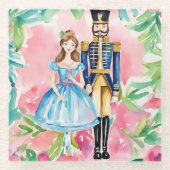 Waterverf Notenkraker en Clara Christmas Glazen Onderzetter (Voorkant)