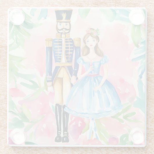 Waterverf Notenkraker en Clara Christmas Glazen Onderzetter (Achterkant)