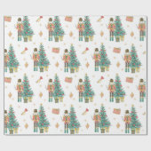 Waterverf Notenkraker en Kerstboom Cadeaupapier (Vlak)