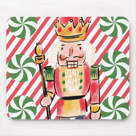  waterverf notenkraker en snoepriet Groen Muismat (Voorkant)