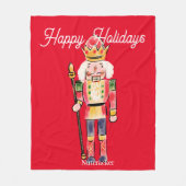  waterverf Notenkraker Happy holiday Rood Fleece Deken (Voorkant)