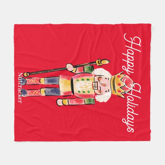  waterverf Notenkraker Happy holiday Rood Fleece Deken (Voorkant (Horizontaal))