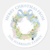 Waterverf Notenkraker Krans Gift Ronde Sticker (Voorkant)