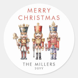 Waterverf Notenkraker Modern Minimal Christmas Ronde Sticker