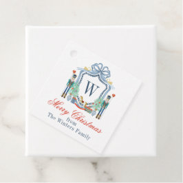 Waterverf Notenkraker Monogram Crest Christmas Bedankjes Labels