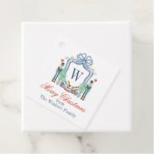 Waterverf Notenkraker Monogram Crest Christmas Bedankjes Labels (In situ)