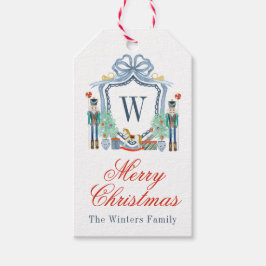 Waterverf Notenkraker Monogram Crest Christmas Cadeaulabel