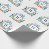 Waterverf Notenkraker Monogram Crest Christmas Cadeaupapier (Hoek)