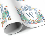 Waterverf Notenkraker Monogram Crest Christmas Cadeaupapier (Rol Hoek)