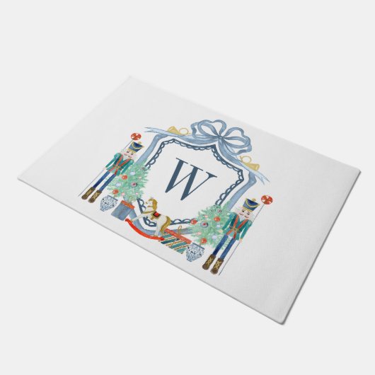 Waterverf Notenkraker Monogram Crest Christmas Deurmat (Schuin)