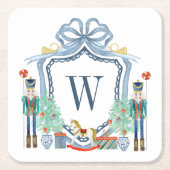 Waterverf Notenkraker Monogram Crest Christmas Kartonnen Onderzetters (Voorkant)