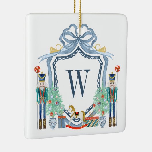 Waterverf Notenkraker Monogram Crest Christmas Keramisch Ornament (Rechts)