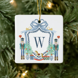 Waterverf Notenkraker Monogram Crest Christmas Keramisch Ornament