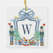 Waterverf Notenkraker Monogram Crest Christmas Keramisch Ornament (Voorkant)