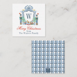 Waterverf Notenkraker Monogram Crest Christmas Notitiekaartje