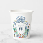 Waterverf Notenkraker Monogram Crest Christmas Papieren Bekers (Voorkant)