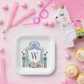 Waterverf Notenkraker Monogram Crest Christmas Papieren Bordje (Feest)