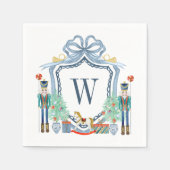 Waterverf Notenkraker Monogram Crest Christmas Servet (Voorkant)