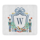 Waterverf Notenkraker Monogram Crest Christmas Snijplank (Voorkant)