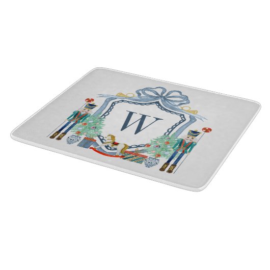 Waterverf Notenkraker Monogram Crest Christmas Snijplank (Hoek)