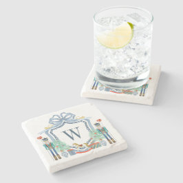 Waterverf Notenkraker Monogram Crest Christmas Stenen Onderzetter