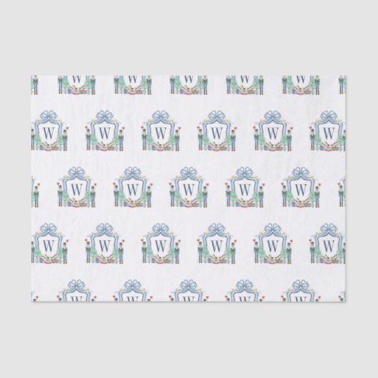 Waterverf Notenkraker Monogram Crest Christmas Tissuepapier (Voorkant)