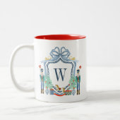 Waterverf Notenkraker Monogram Crest Christmas Tweekleurige Koffiemok (Links)