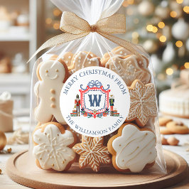 Waterverf Notenkraker Muis Monogram Wapen Ronde Sticker