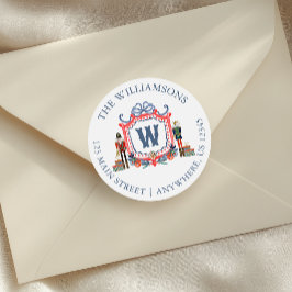 Waterverf Notenkraker Muis Monogram Wapenschild Ronde Sticker