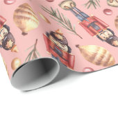 Waterverf Notenkraker Pine kerstvakantie Cadeaupapier (Rol Hoek)