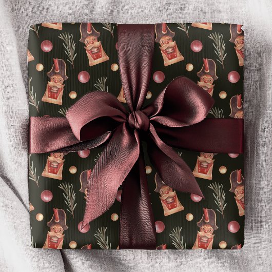 Waterverf Notenkraker Pine kerstvakantie Cadeaupapier